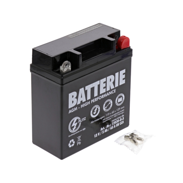 AGM-Batterie - 12V 5,0 Ah, YB5L-BS - ersetzt 12N5-3B