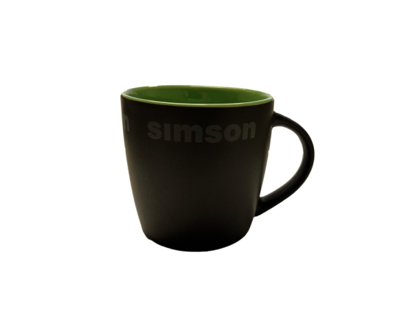 Tasse, Farbe: matt schwarz, grün - Motiv: "SIMSON"