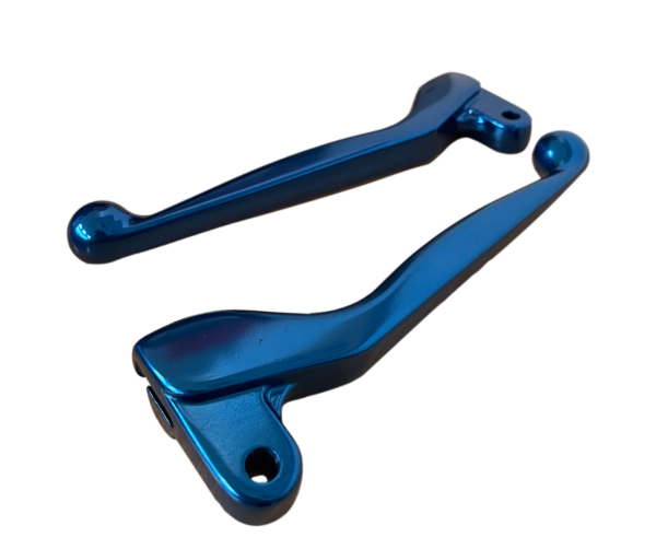 SET Handhebel - Farbe: blau - Alu-massiv, Bremshebel + Kupplungshebel - auch für Ausführung mit Brem