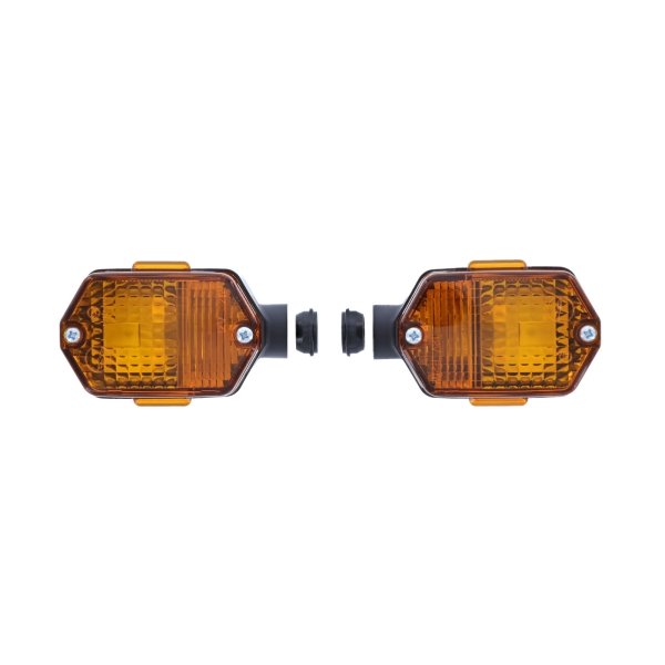Paar Blinkleuchten BL80 - eckig, vorn + hinten - Lichtaustritt orange - Rohrdurchmesser 15 mm - S53,