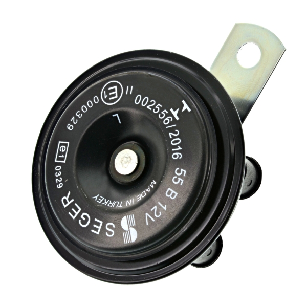 Hupe, Signalhorn - 108 db(A) - schwarz 12 Volt, 350-420Hz, ca. Ø76mm - Halter: 52mm