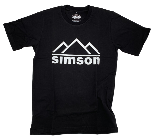T-Shirt, Farbe: schwarz - Motiv: SIMSON Berge - 100% Baumwolle