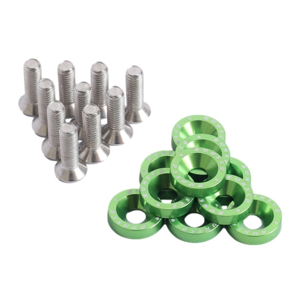 SET Aluminium Schrauben und Unterlegscheiben grün eloxiert